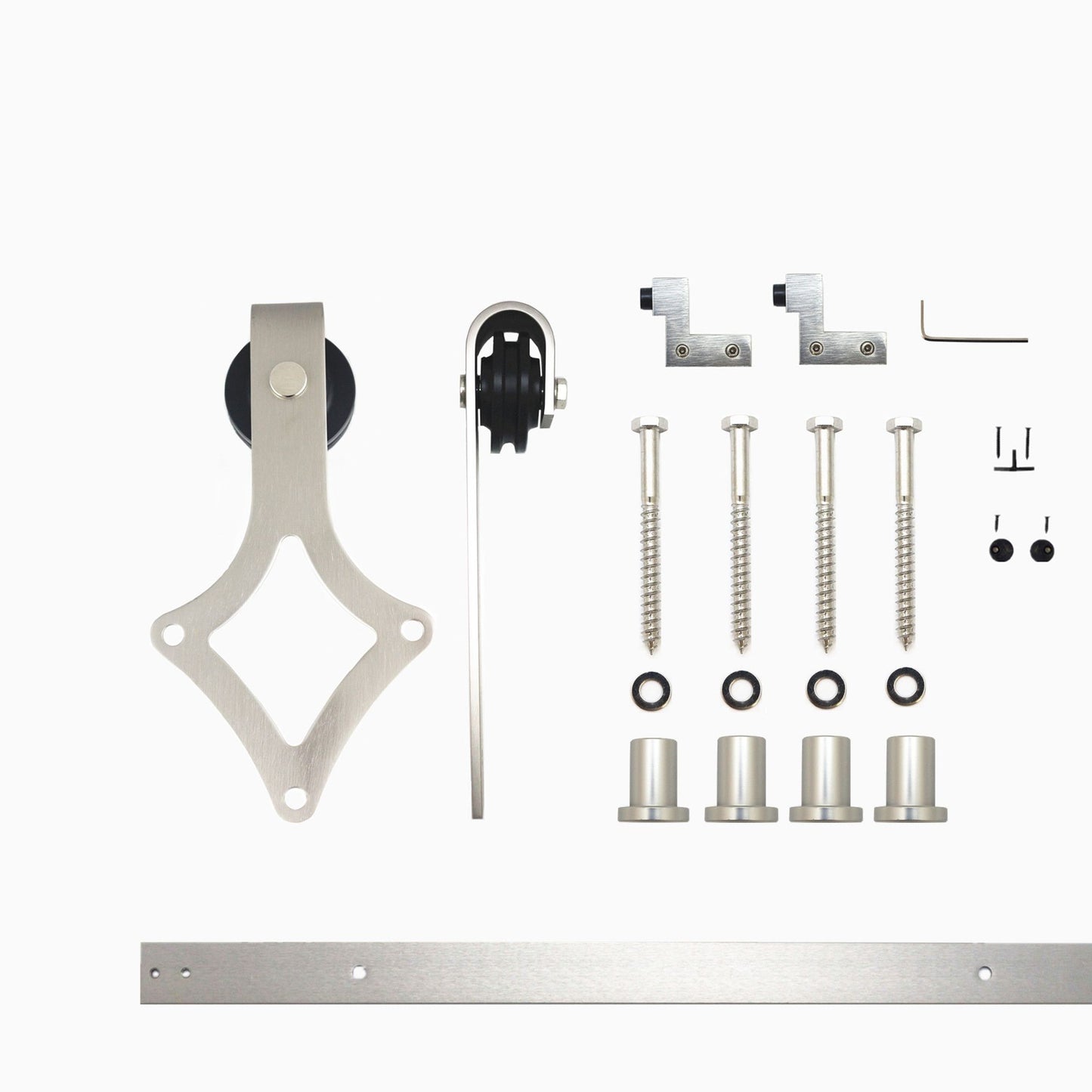 HOMACER 66-in Brushed Nickel Indoor Diamond Single Barn Door Hardware Kit LX1DNZ066C