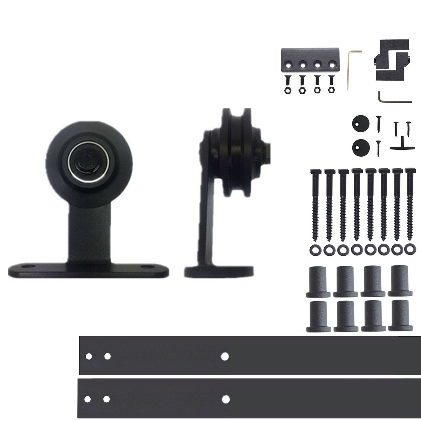 HOMACER 132-in Rustic Black Indoor Top Mount Single Barn Door Hardware Kit DZ1TGH132C