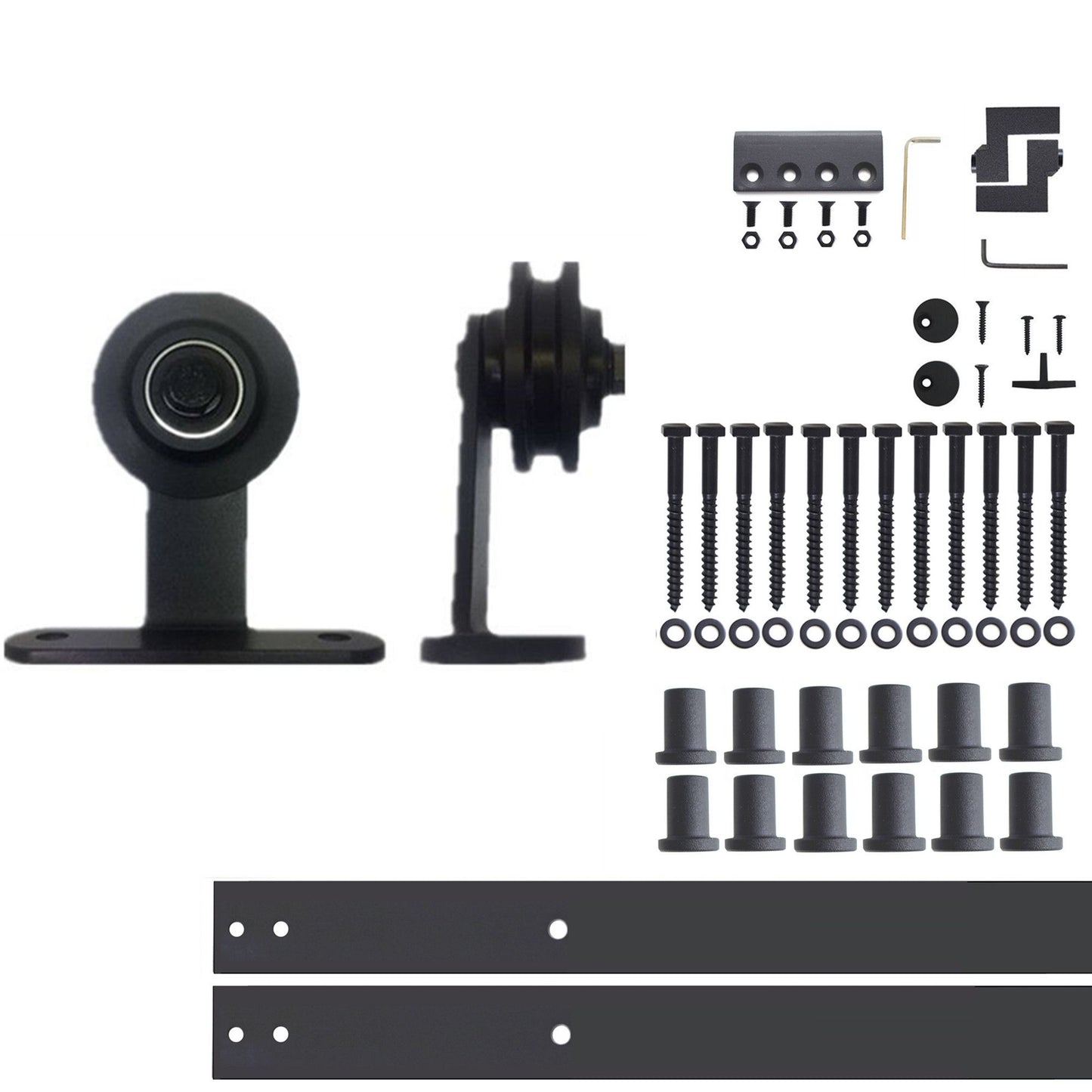 HOMACER 180-in Rustic Black Indoor Top Mount Single Barn Door Hardware Kit DZ1TGH180C