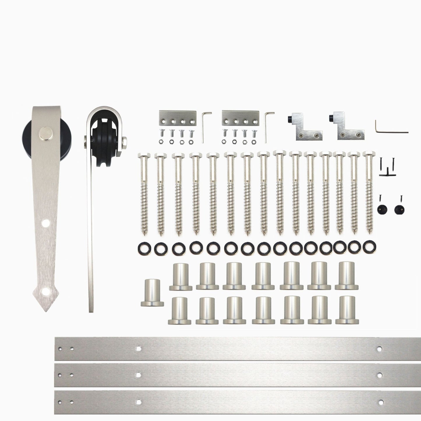 HOMACER 216-in Brushed Nickel Indoor Arrow Single Barn Door Hardware Kit JT1DNZ216C