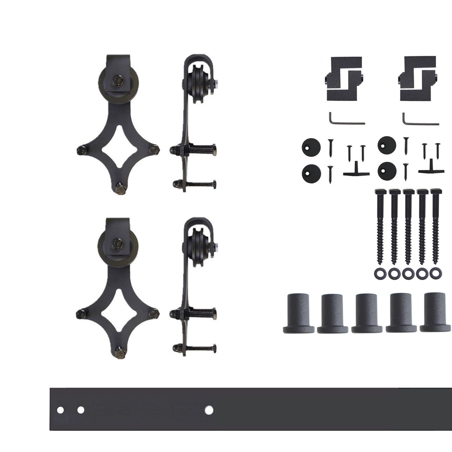 HOMACER 79-in Rustic Black Indoor Diamond Double Barn Door Hardware Kit LX2TGH079C