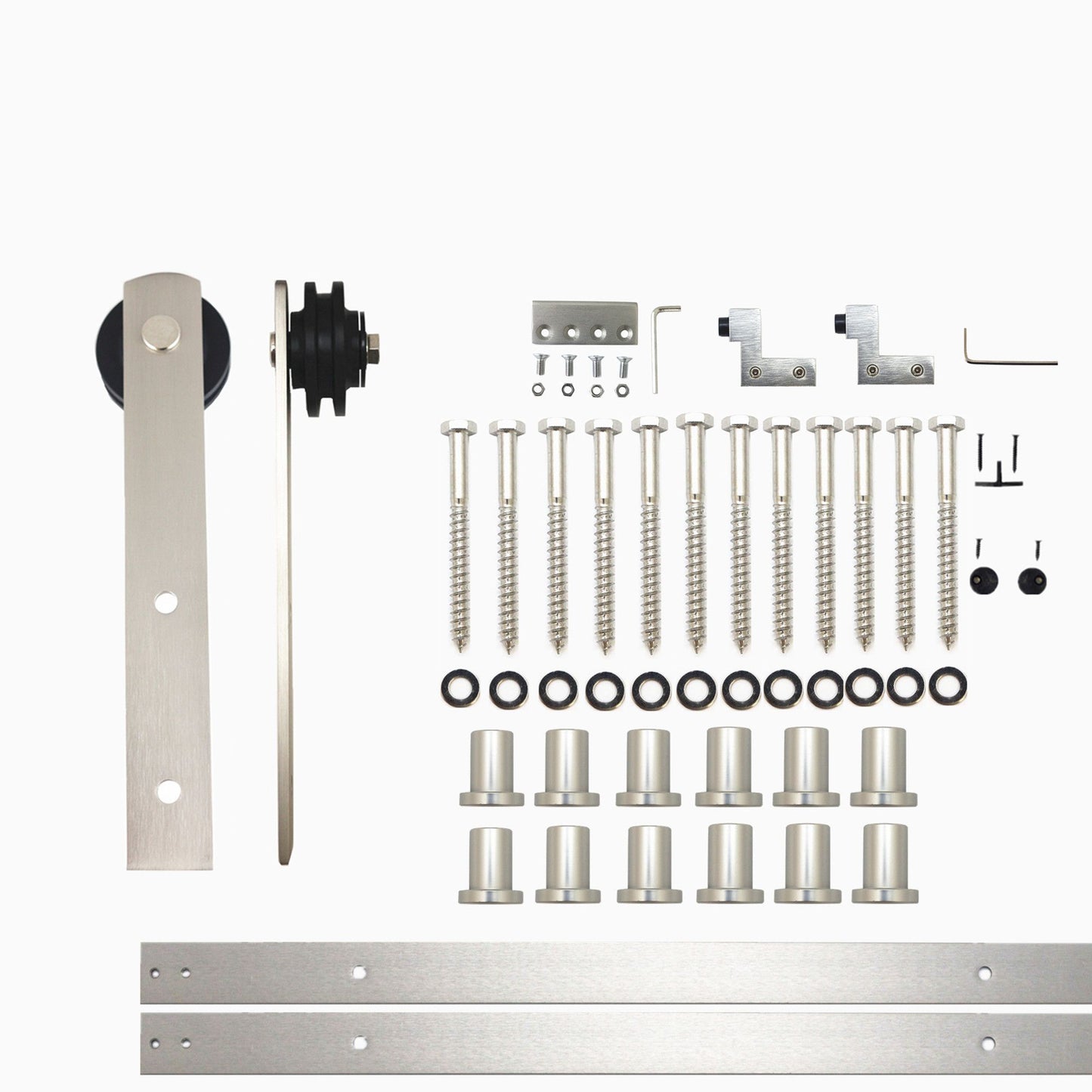 HOMACER 180-in Brushed Nickel Indoor I-strap Single Barn Door Hardware Kit ZT1DNZ180C