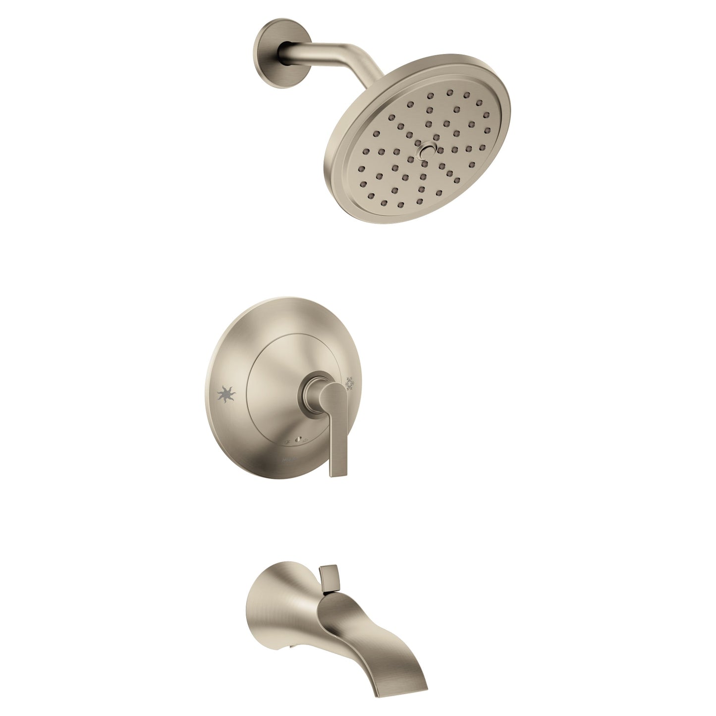 Moen Doux Brushed Nickel 1-handle Single function 6.81-in Round Bathtub and shower Faucet