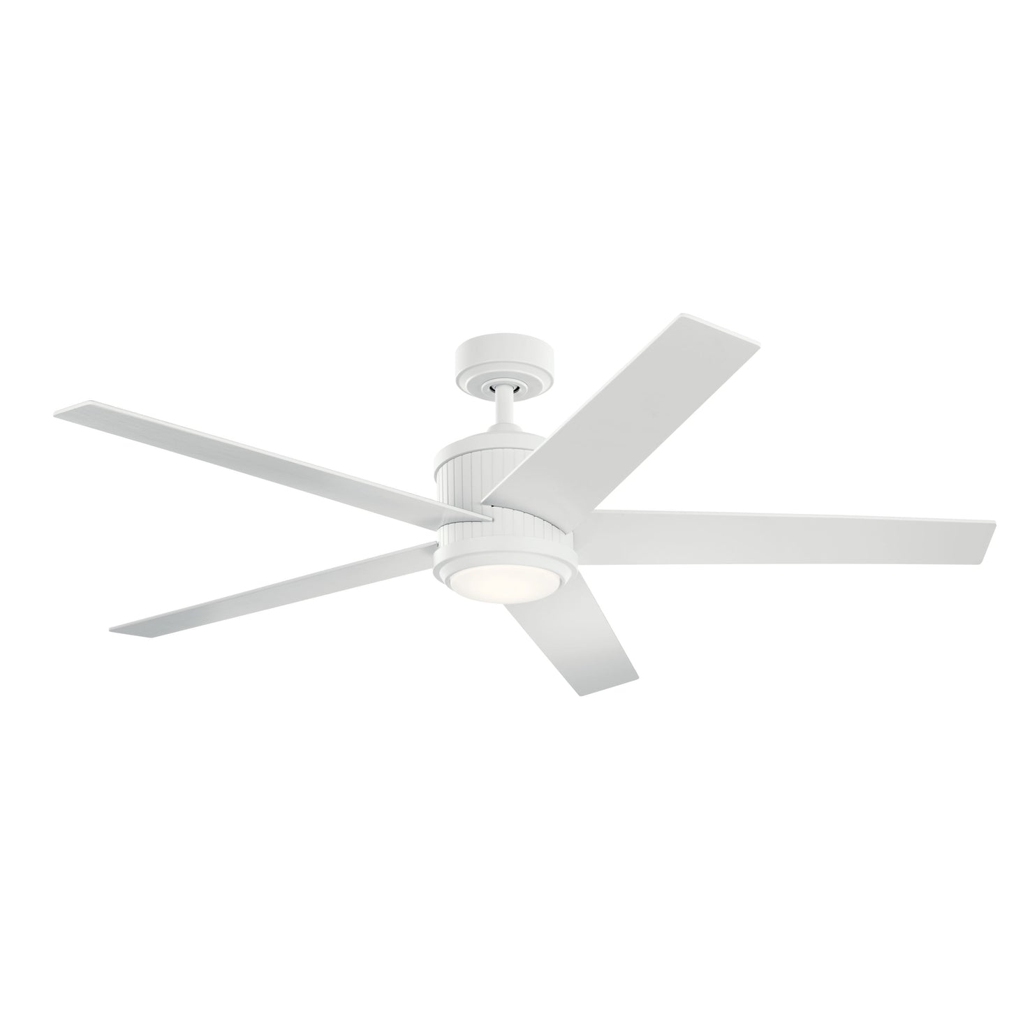 Kichler Brahm 56-in Integrated LED Matte White with Matte White/Silver Blades Ceiling Fan With Light - Remote Included ( 5 -Blade ) 4355704