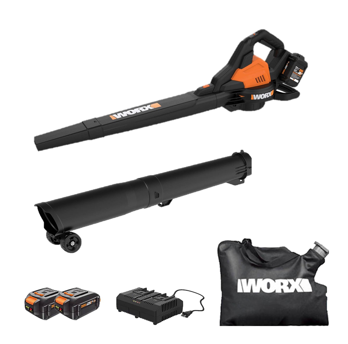 WORX Power Share 40-volt 350-CFM 120-MPH Battery Handheld Leaf Blower 4 Ah (Battery and Charger Included) WG583