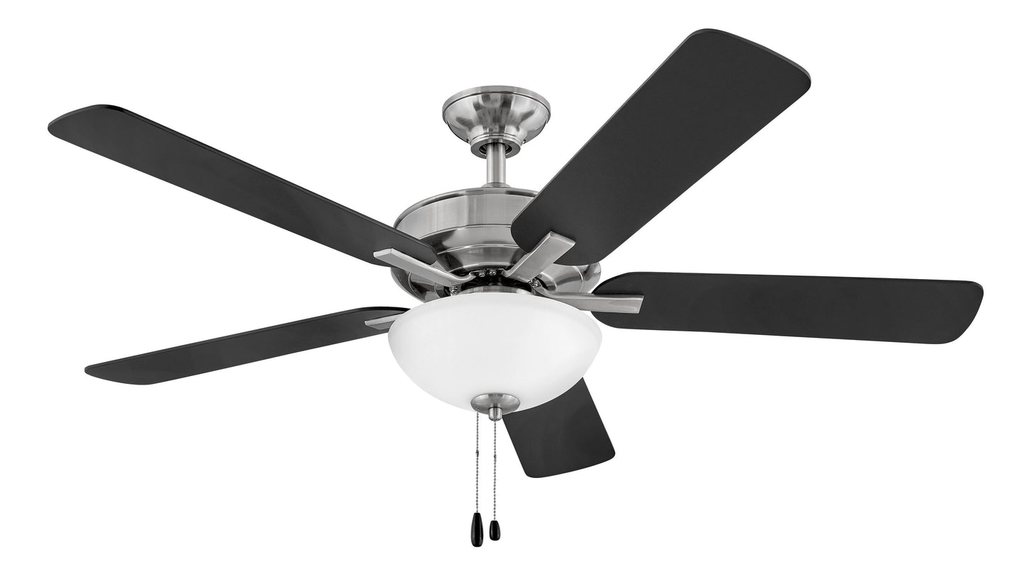 Hinkley Metro Illuminated 52-in Brushed Nickel with Matte Black, Silver Blades LED Indoor Smart Ceiling Fan with Light (5-Blade) 903352FBN-LIA