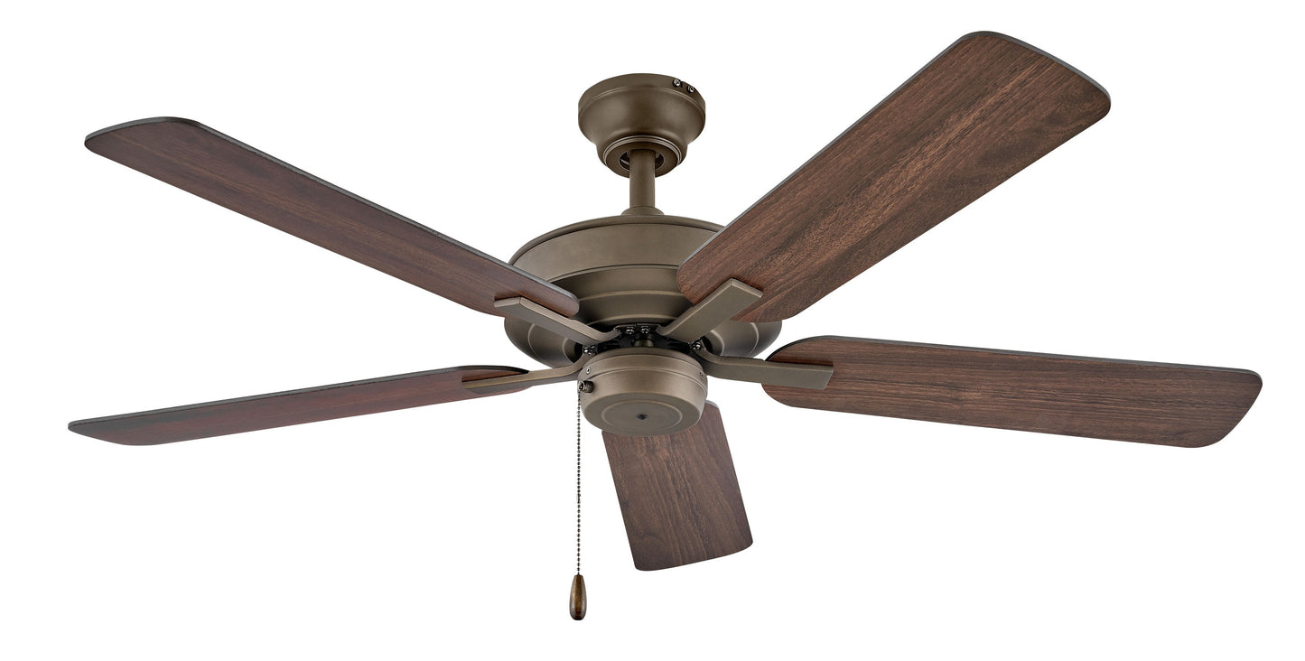Hinkley Metro Wet 52-in Metallic Matte Bronze with Walnut Blades Indoor/Outdoor Smart Ceiling Fan Light Kit Compatible (5-Blade) 903352FMM-NWA
