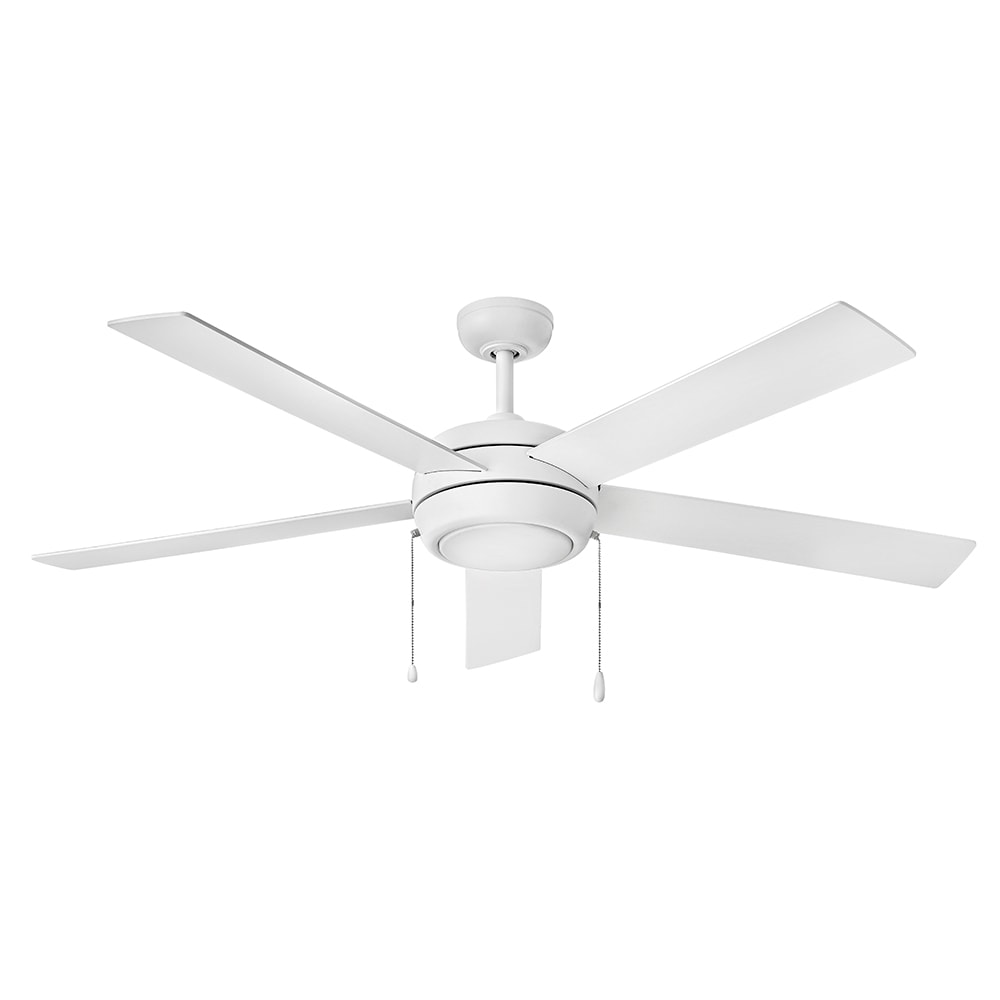 Hinkley Croft 60-in Chalk White with Chalk White, Weathered Wood Blades Integrated LED Indoor Smart Ceiling Fan with Light (5-Blade) 904060FCW-LIA
