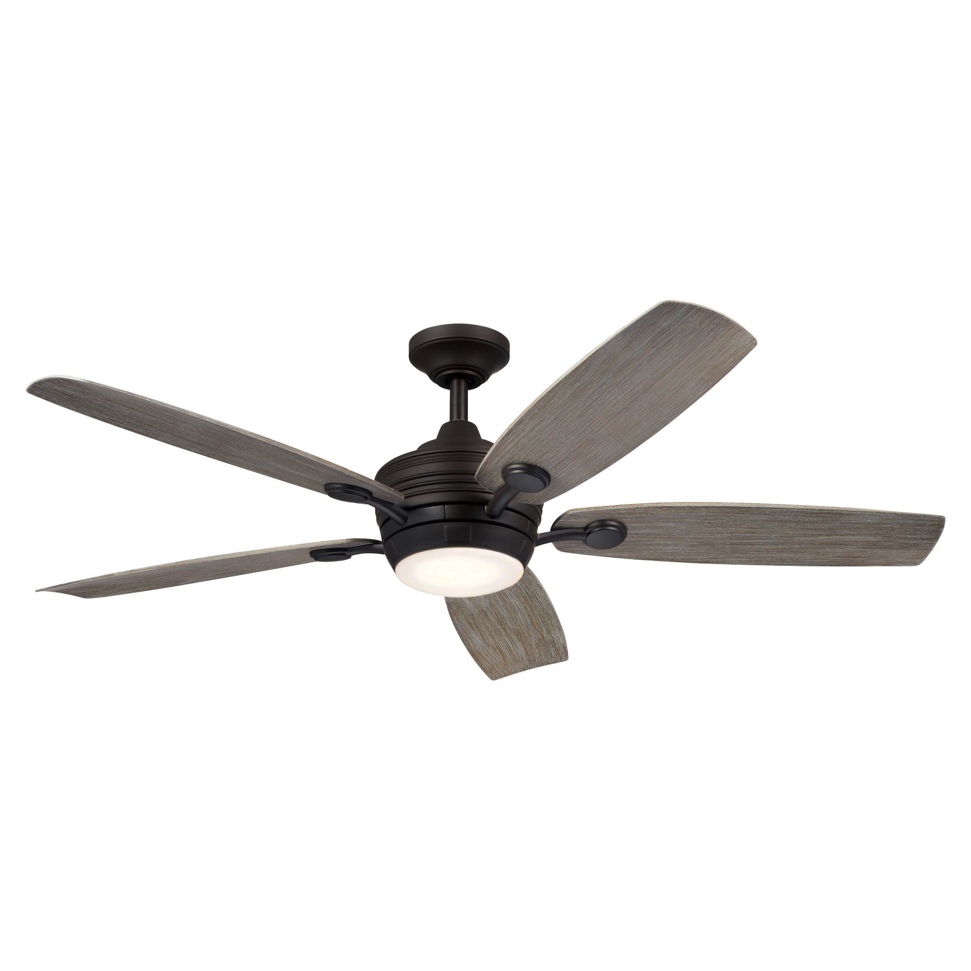 Kichler Tranquil 56-in Integrated LED Outdoor Olde Bronze with Weathered Medium Oak Blades Ceiling Fan With Light - Remote Included ( 5 -Blade ) 5265312