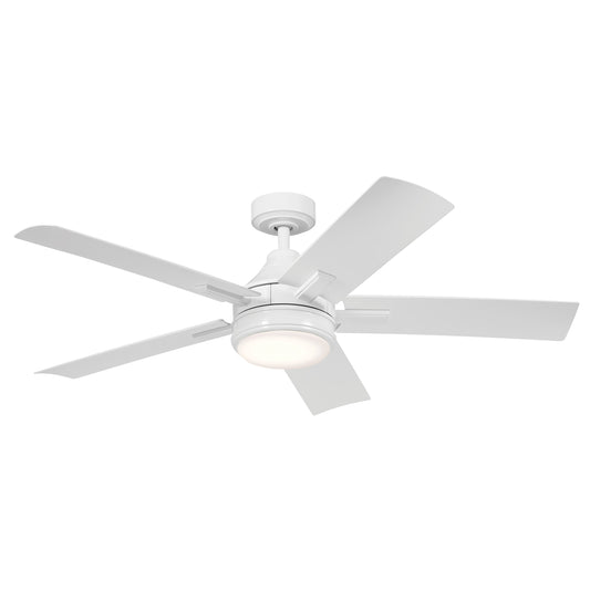 Kichler Tide 52-in Integrated LED Outdoor White with White Blades Ceiling Fan With Light - Remote Included ( 5 -Blade ) 5265318