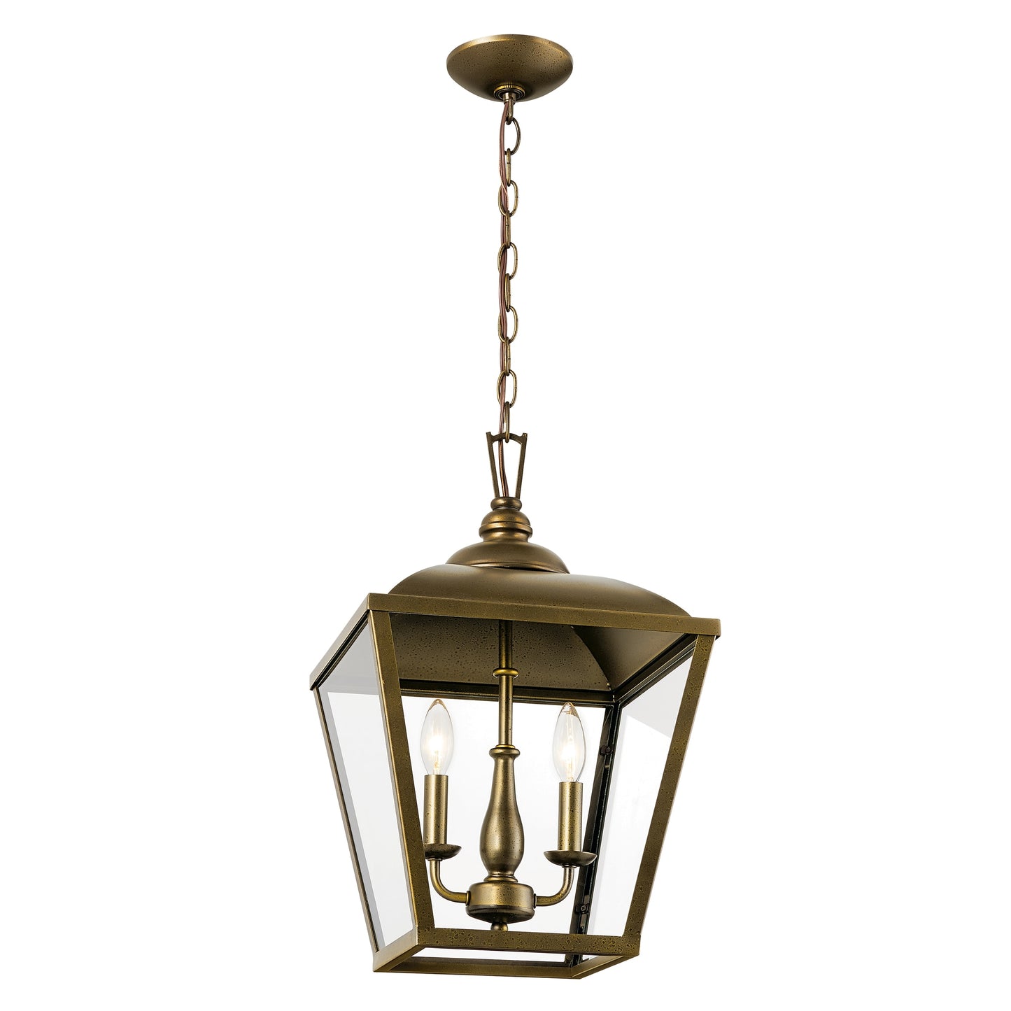 Kichler Dame 3 -Light Character Bronze Farmhouse Clear glass Lantern Medium Hanging Pendant light 5265502