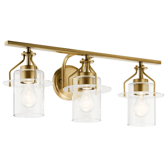 Kichler Everett 24-in 3 -Light Gold Industrial Vanity light 5271840