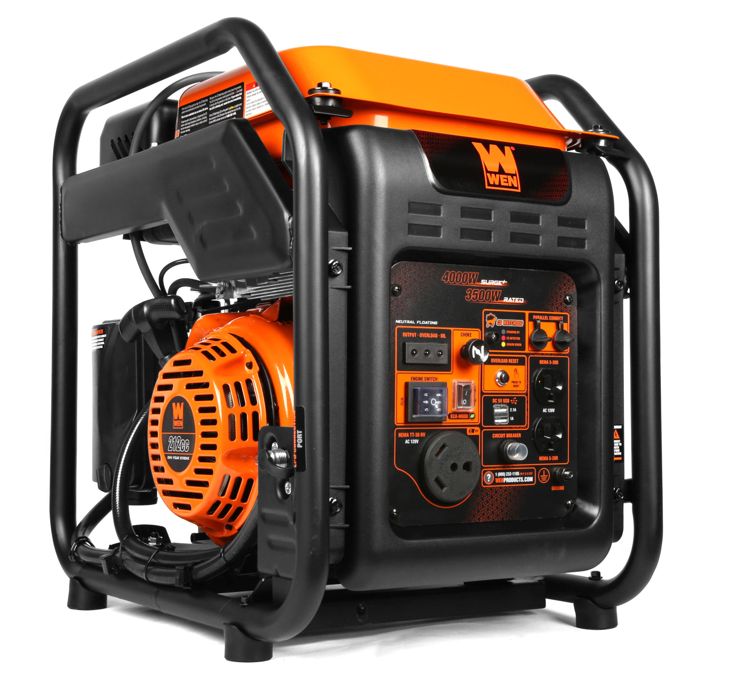 WEN 3500-Watt Dual Fuel Inverter Generator, 4000 Surge Watts, 5 Outlets, CARB Compliant DF402IX