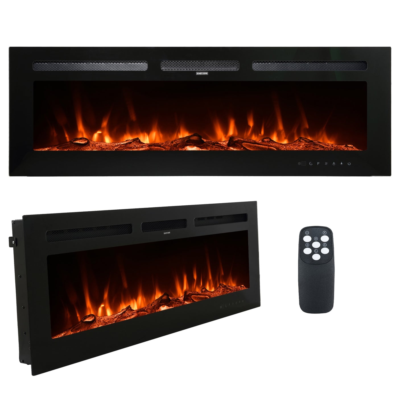 Mondawe 50-in W Black Fan-forced Electric Fireplace OR-ES-907AAA-US