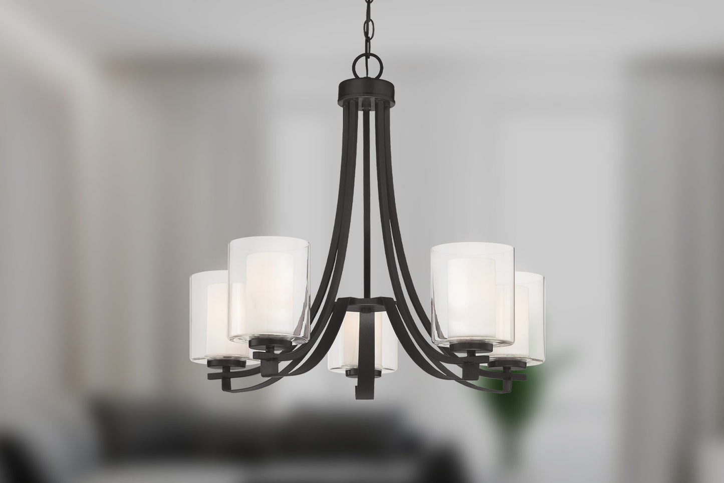 Minka Lavery Parsons Studio 5 -Light Matte Black Modern/contemporary For Use in Bedrooms, Dining Rooms, Foyers, Kitchens, Living Rooms Chandelier 4814647