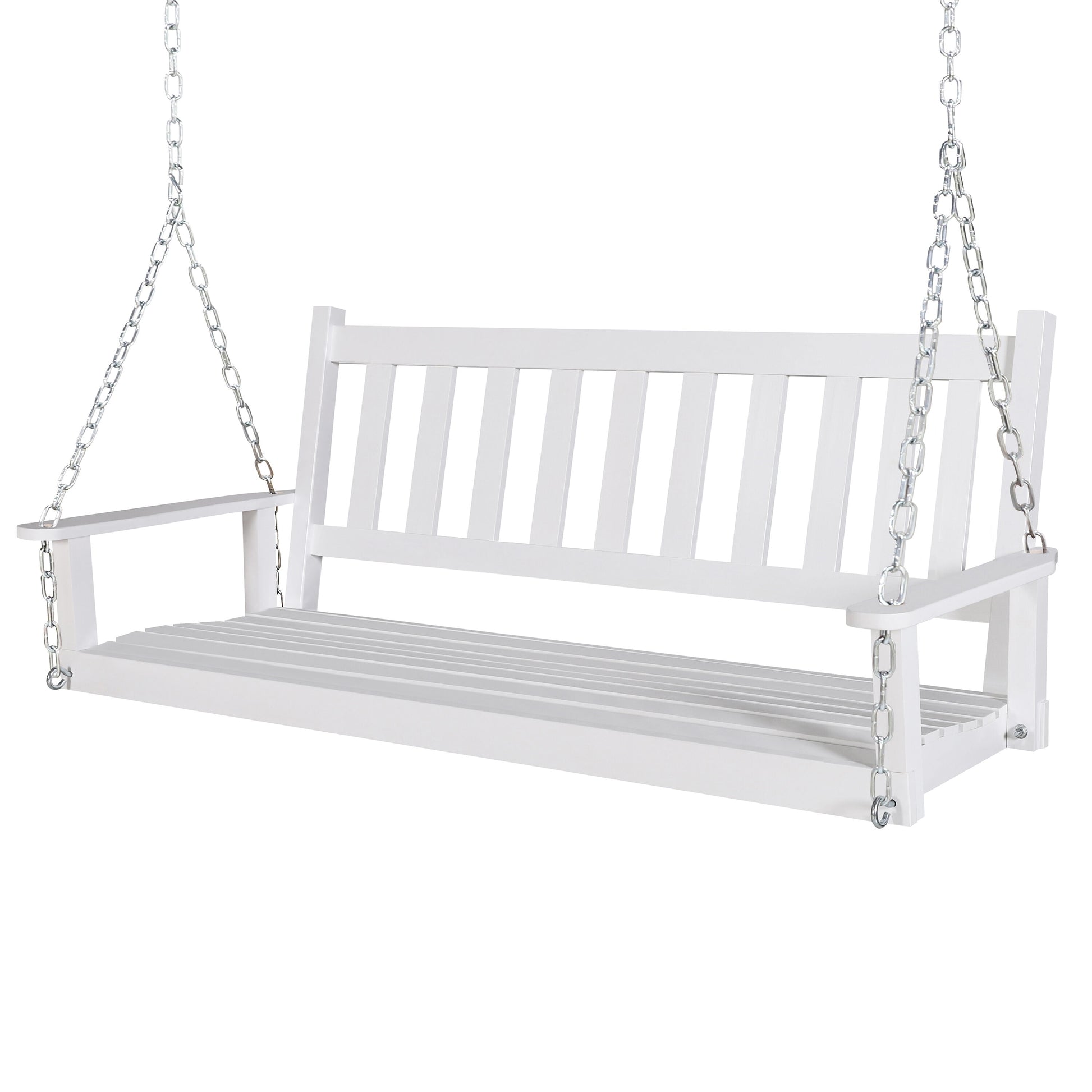 VEIKOUS 2 -person White Wood Outdoor Glider