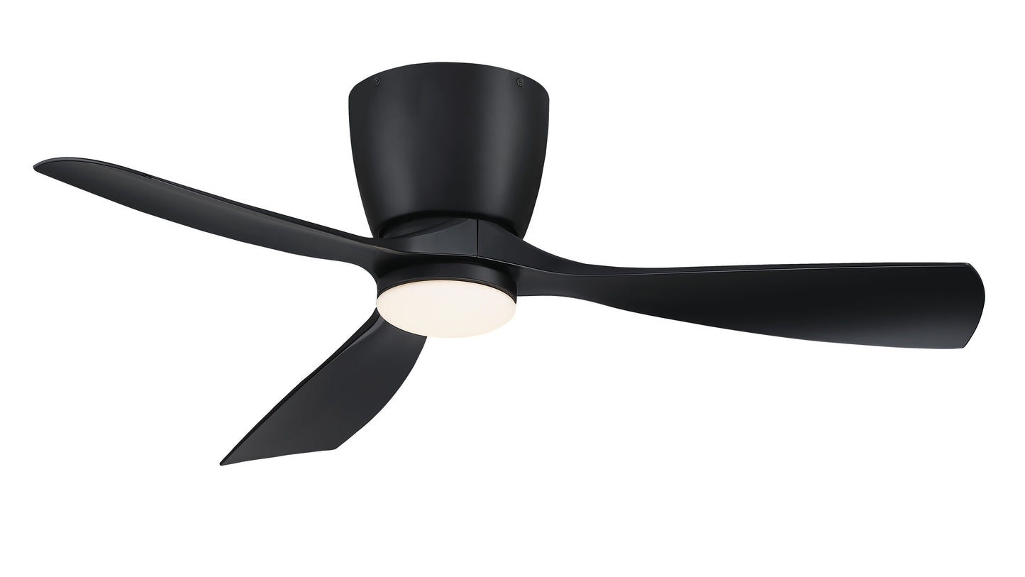 Fanimation Klinch 44-in Integrated LED Outdoor Flush Mount Black with Black Blades Propeller Ceiling Fan With Light - Remote Included ( 3 -Blade ) 5326252
