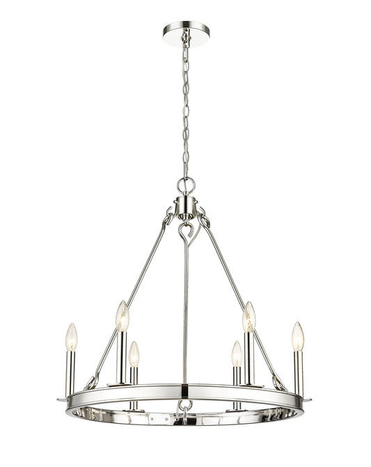 Z-Lite Barclay 6 -Light Polished Nickel Transitional For Use in Bedrooms, Dining Rooms, Foyers, Kitchens, Living Rooms Chandelier