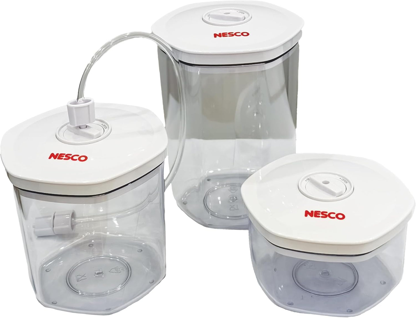 NESCO 3-Piece Vacuum Canister Set – BPA-Free Food Storage Containers with Lids, for Marinating, Meal Prep, Pantry Organization, Compatible with Vacuum Sealers