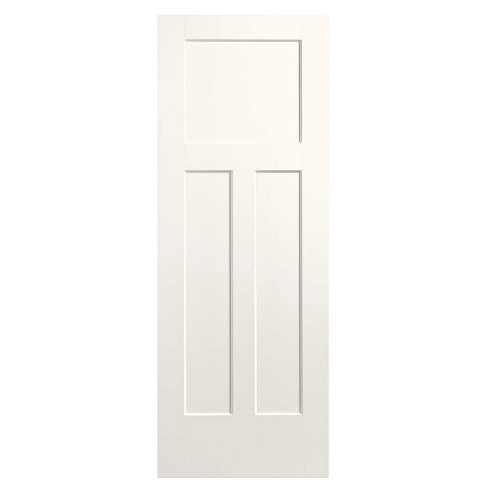 Masonite Winslow 32-in x 80-in White 3-panel craftsman Smooth Solid core Prefinished Molded composite Slab Door