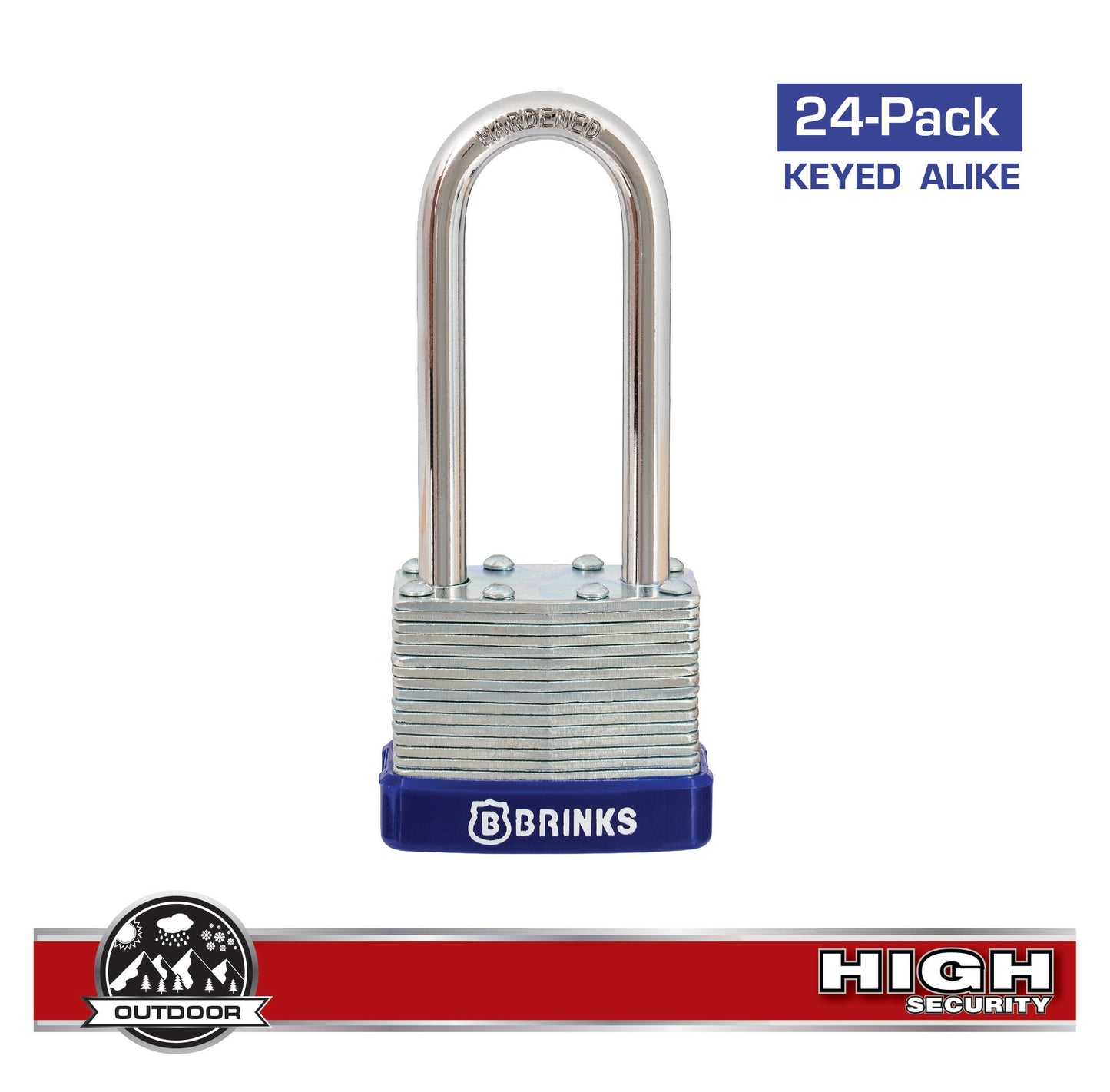Brinks Contractor Keyed Alike Keyed Padlock, 1-1/2-in Wide x 2-1/8-in Shackle (24-Pack) 172-42001KA24
