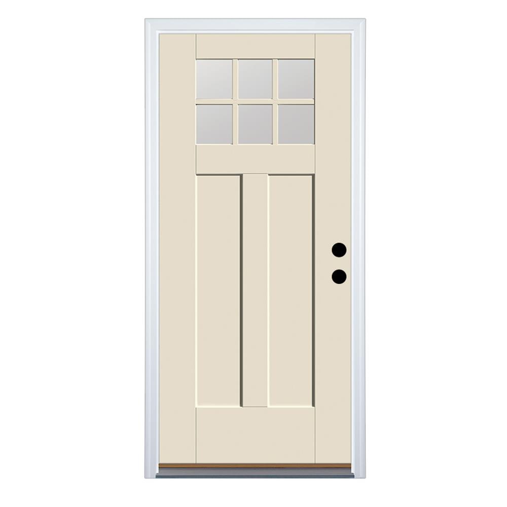 Therma-Tru Entry Door 32-in x 80-in x 4-9/16-in Fiberglass Craftsman Left-hand inswing Unfinished Prehung Front Door with Brickmould Insulating core