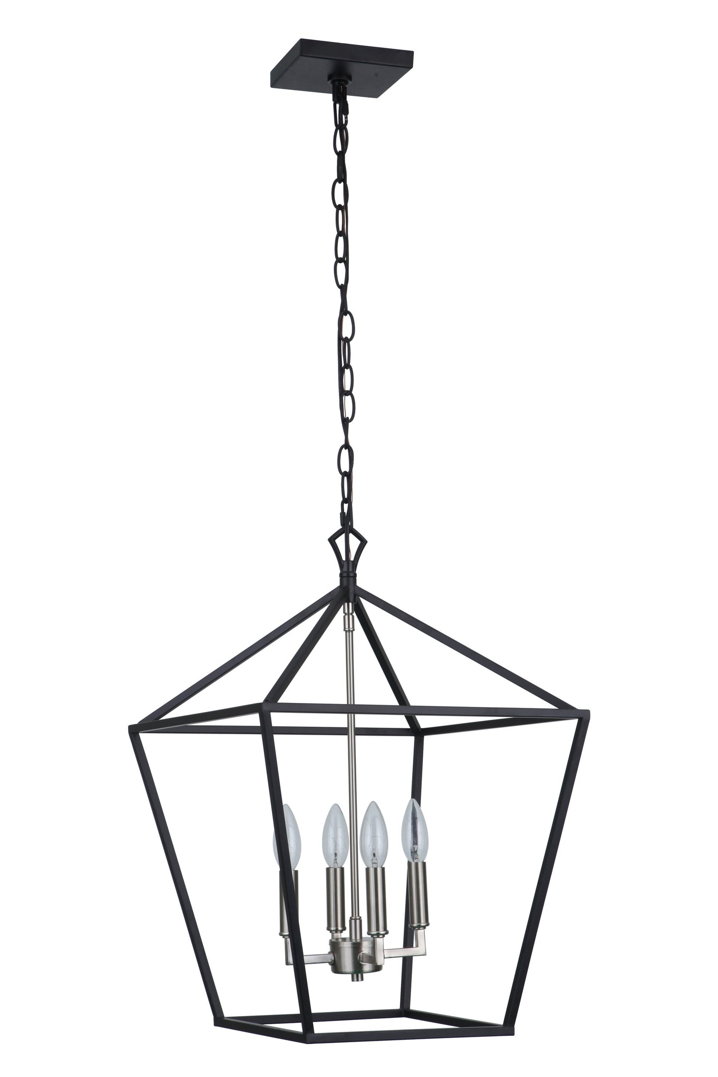 Craftmade Flynt II 4 -Light Flat Black/Brushed Polished Nickel Traditional Square Medium Hanging Pendant light 4852279