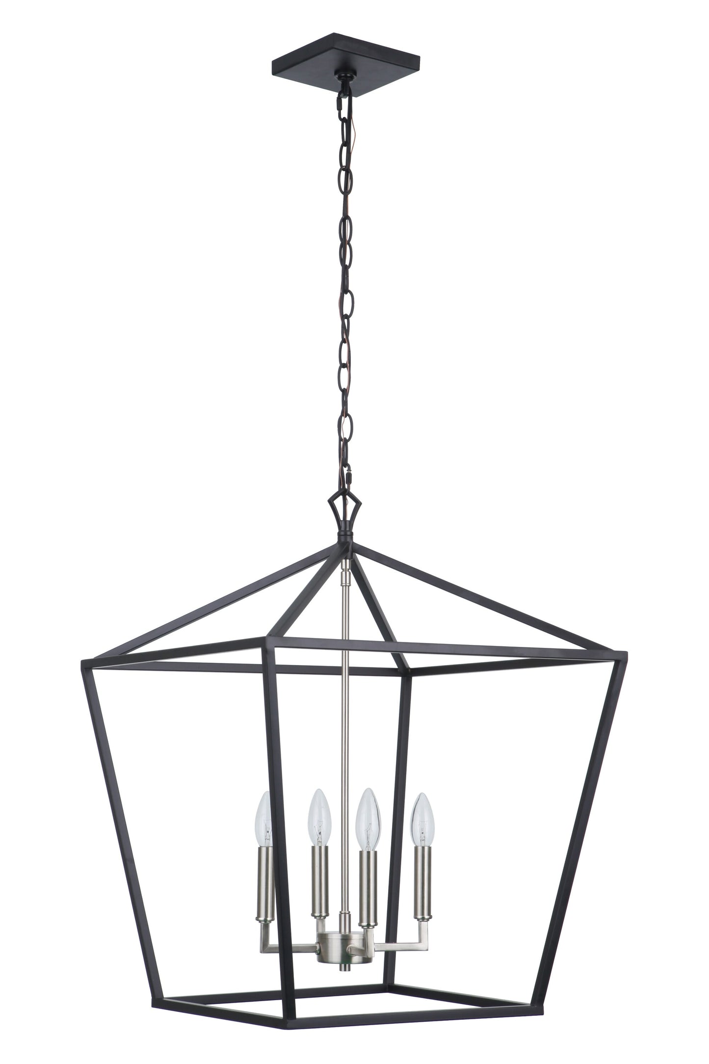 Craftmade Flynt II 4 -Light Flat Black/Brushed Polished Nickel Traditional Square Medium Hanging Pendant light 4852212