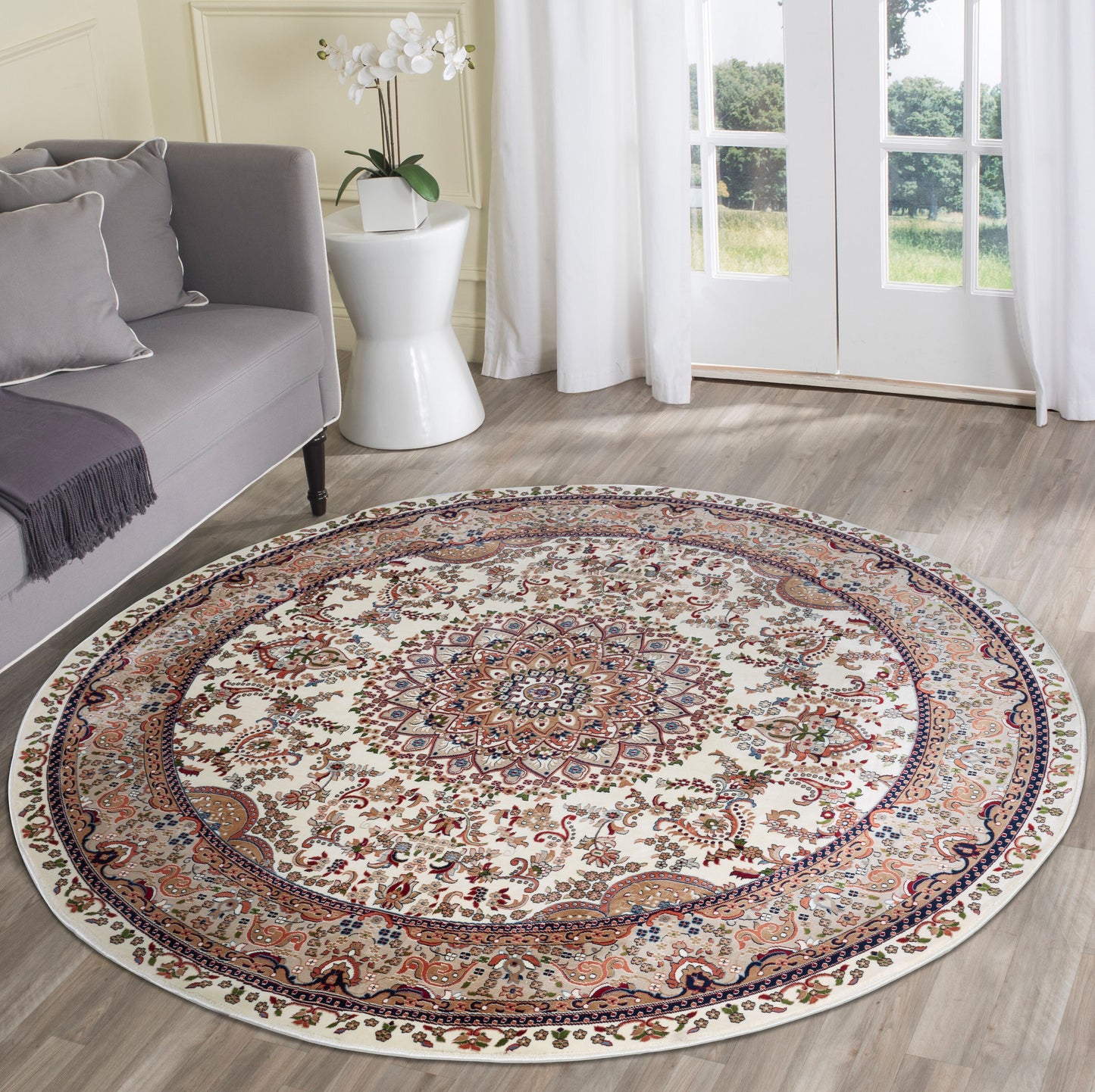 MDA Rugs Prime 8 x 8 (ft) Multicolor Round Indoor Medallion Area rug