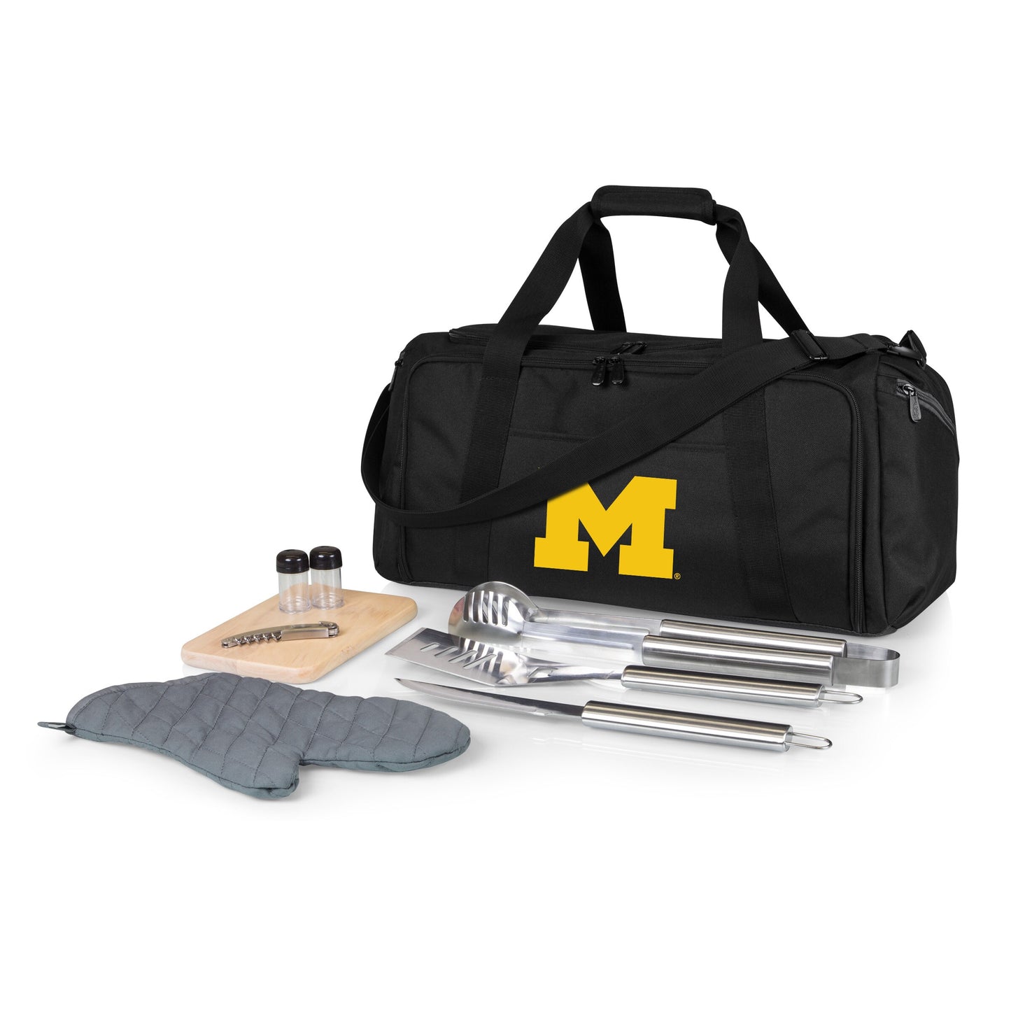 Picnic Time Stainless Steel 9-Piece Grilling Accessory Kit with Heat-Sealed Interior Liner and Multiple Storage Pockets 757-06-175-344-0