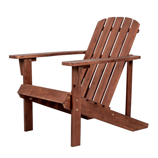 JONATHAN  Y Westport Traditional Coastal Dark Brown Wood Frame Stationary Adirondack Chair with Solid Seat
