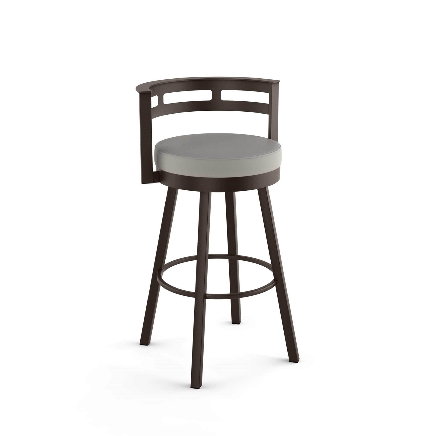 Amisco Taupe Grey Faux Leather / Dark Brown Metal 26.63-in H Counter height Upholstered Swivel Metal Bar Stool