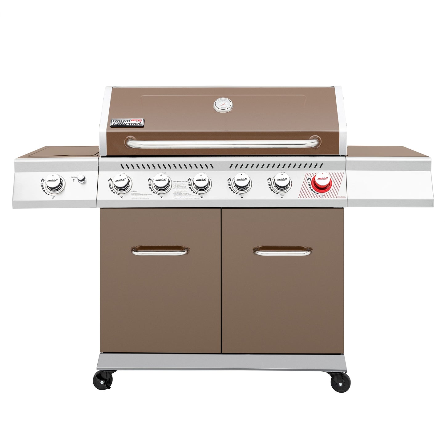 Royal Gourmet Brown 6-Burner Liquid Propane Gas Grill with 1 Side Burner GA6402C