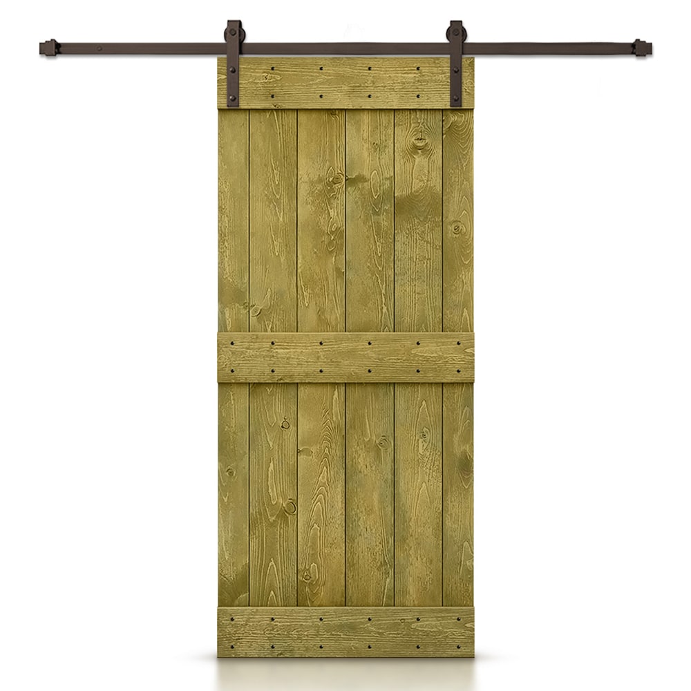 CALHOME 36-in x 84-in Jungle green Pine Wood Solid core Single Barn Door (Hardware Included)