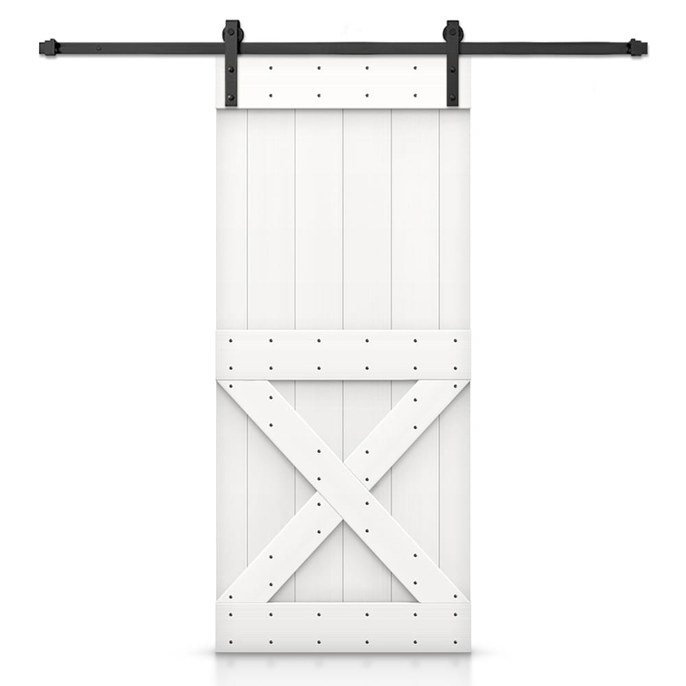 CALHOME 20-in x 84-in White Knotty pine Wood Solid core Single Barn Door (Hardware Included)