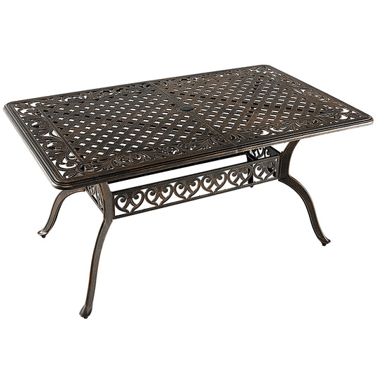 Costway Rectangle Outdoor Dining Table 35.4-in W x 59-in L with Umbrella Hole