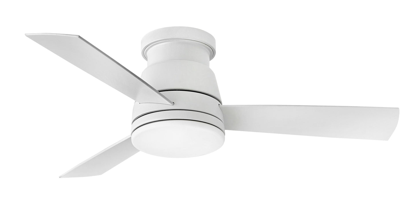 Hinkley Trey 44-in Matte White Integrated LED Indoor/Outdoor Flush Mount Smart Propeller Ceiling Fan with Light and Remote (3-Blade) 902744FMW-LWD