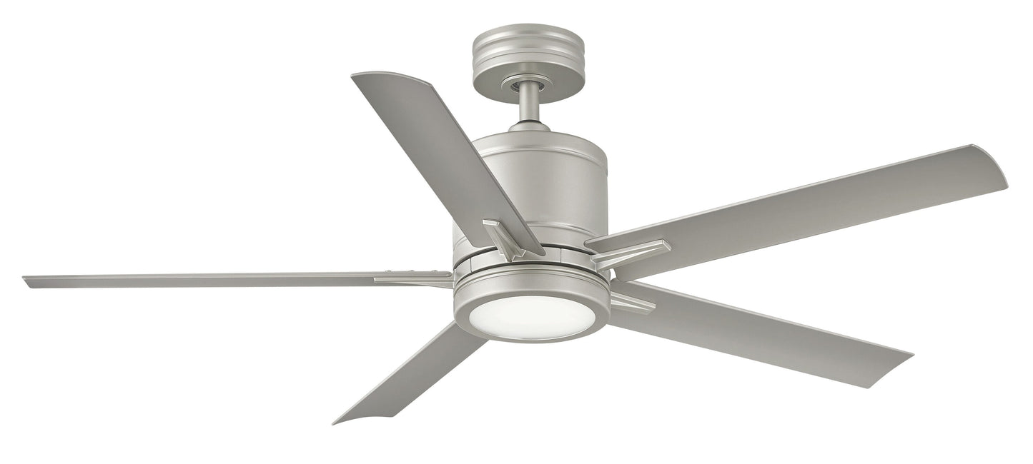 Hinkley Vail 52-in Brushed Nickel with Silver Blades Integrated LED Indoor/Outdoor Smart Propeller Ceiling Fan with Light and Remote (5-Blade) 902152FBN-LWD