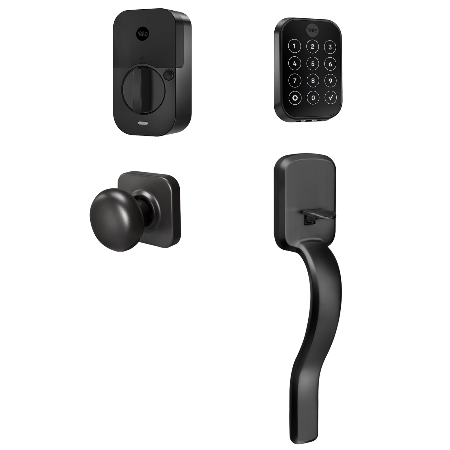 Yale Assure Lock 2 Ridgefield Bundle Black Suede Smart Lock Electronic Deadbolt and Handleset with Wifi Bluetooth Touchscreen Keypad B-YRD450-WF1-RX-BSP