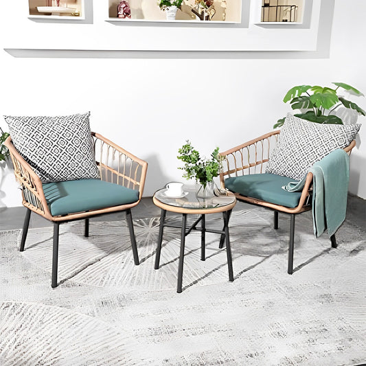Sunrinx 3-Piece Patio Conversation Set with Green Cushions
