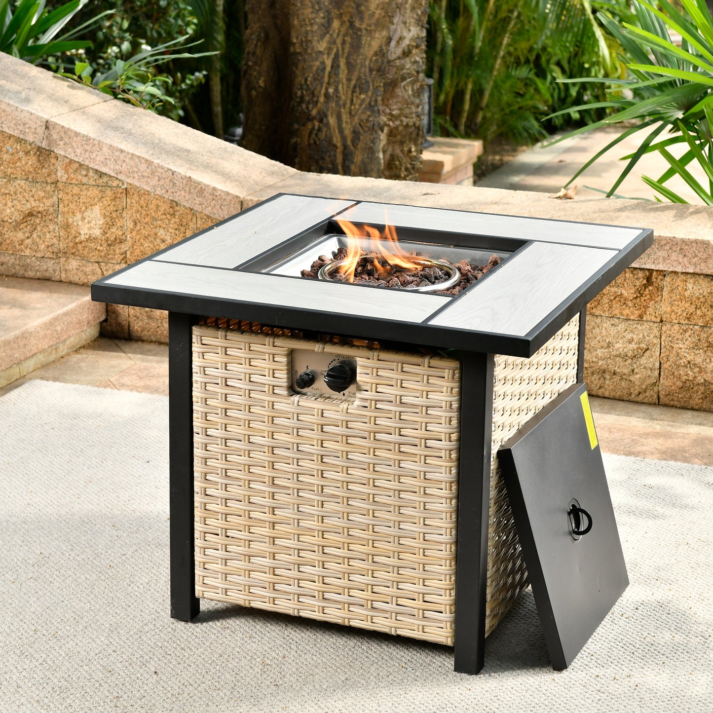 XIZZI 30-in W 50000 Maximum BTUs Steel Square Liquid propane Fire pit