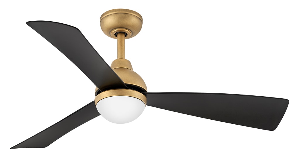 Hinkley Una 44-in Heritage Brass with Matte Black Blades Integrated LED Indoor Smart Propeller Ceiling Fan with Light and Remote (3-Blade) 905644FHB-LDD