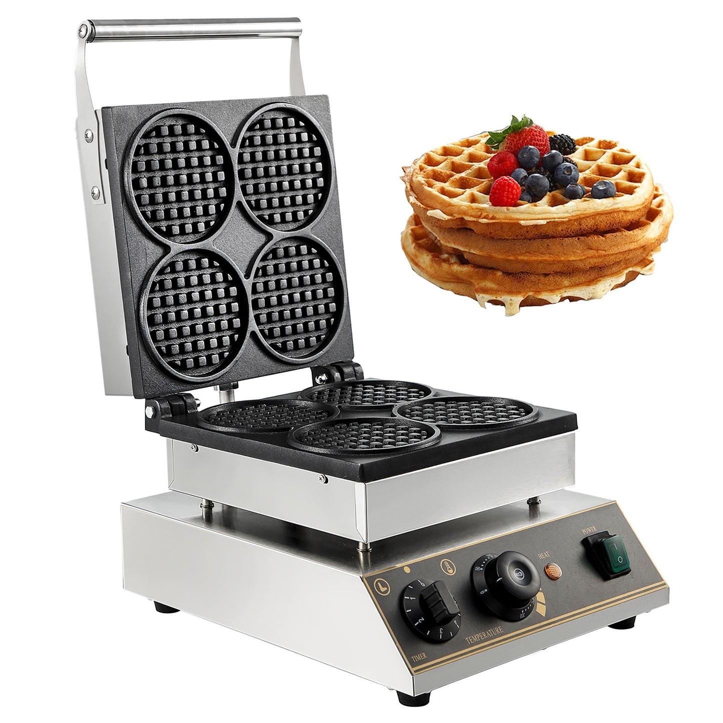 VEVOR Non-stick Round Flip Waffle Maker HFBJ4GYXHFL2206B1V1