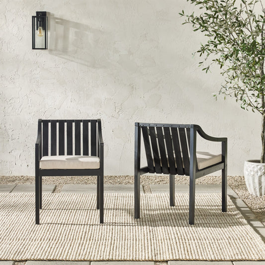 Walker Edison Cologne Set of 2 Brown Wood Frame Stationary Conversation Chair with Brown Cushioned Seat