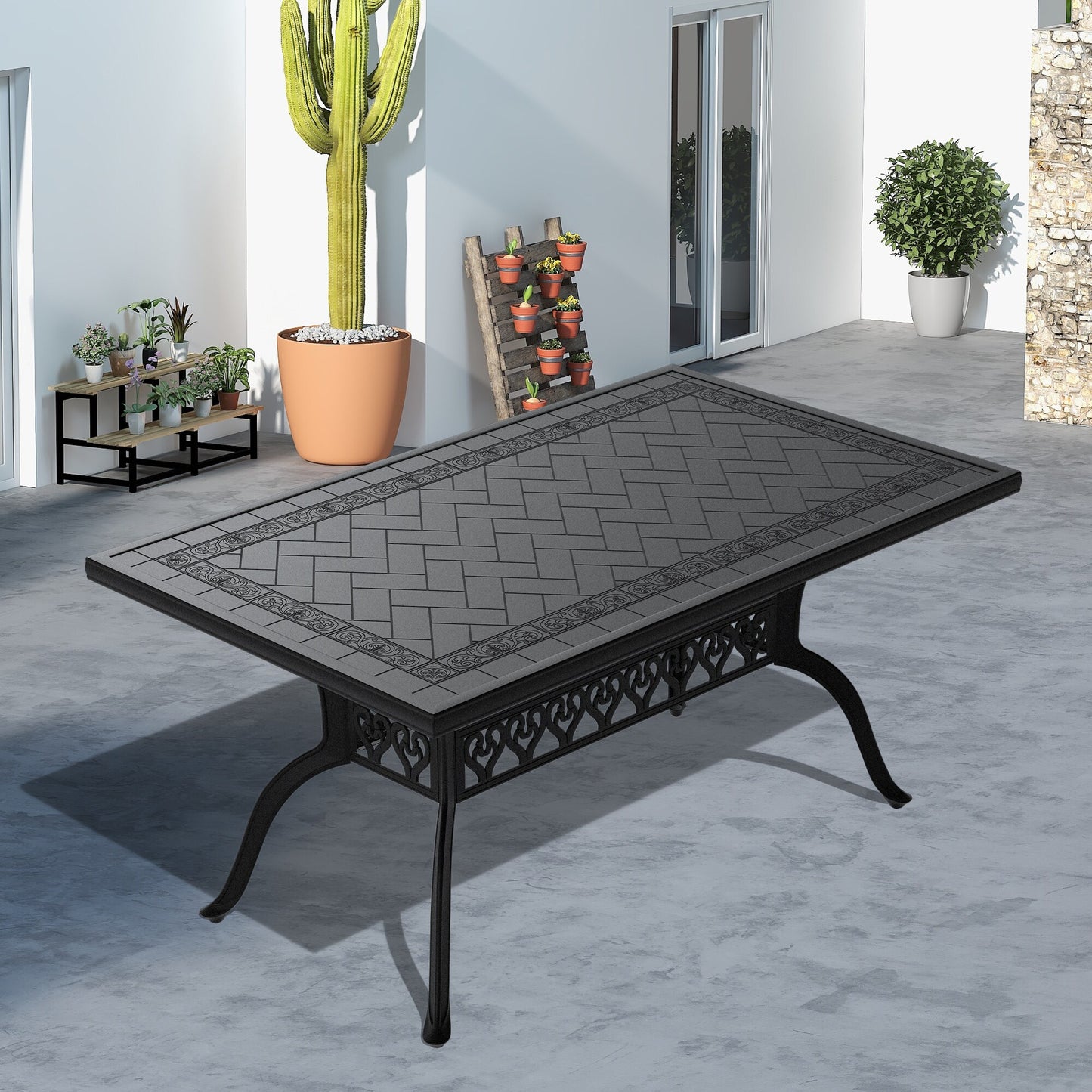 nicesure Dining Table Rectangle Outdoor Dining Table 35.43-in W x 59.06-in L