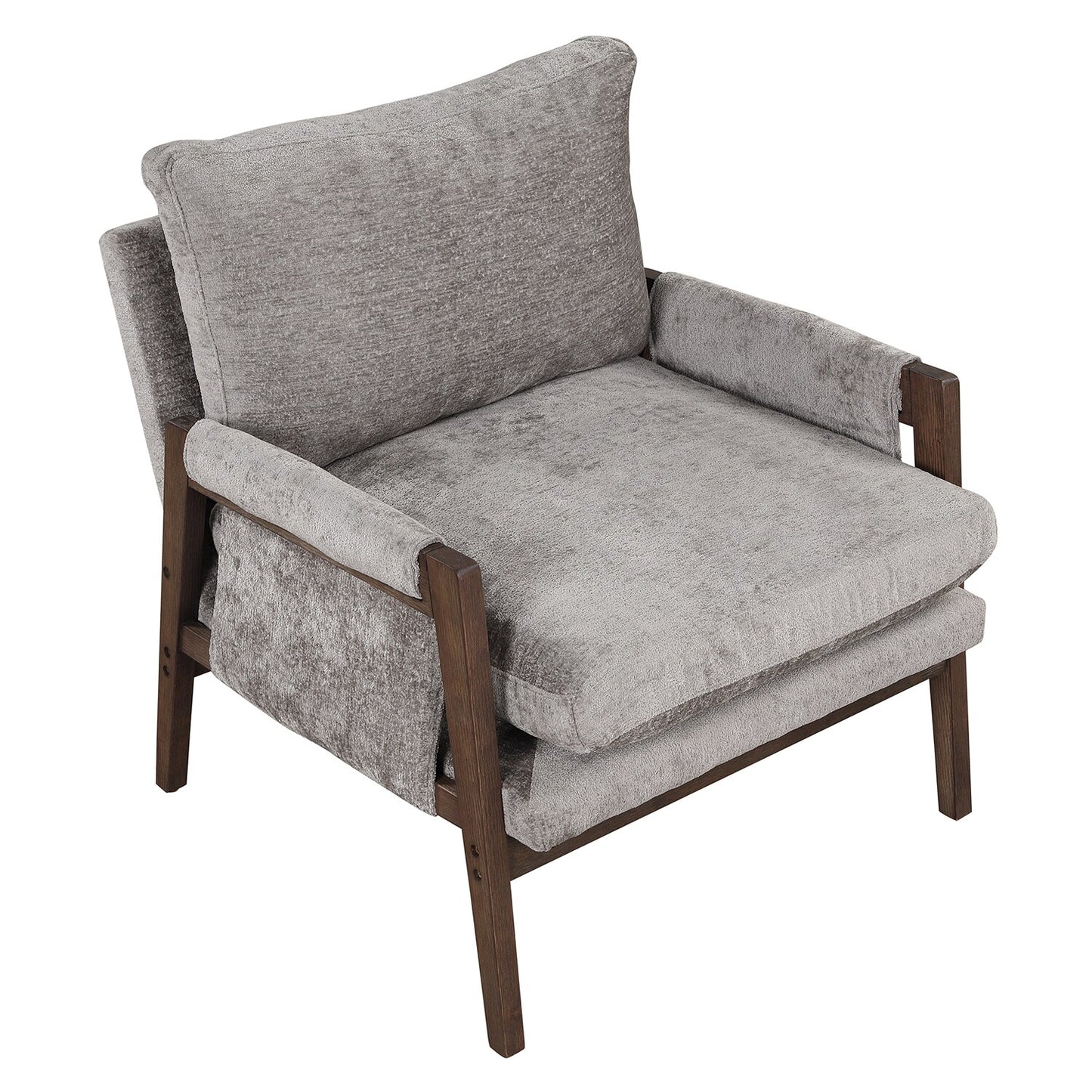 Bybafun Midcentury Gray Velvet Accent Chair