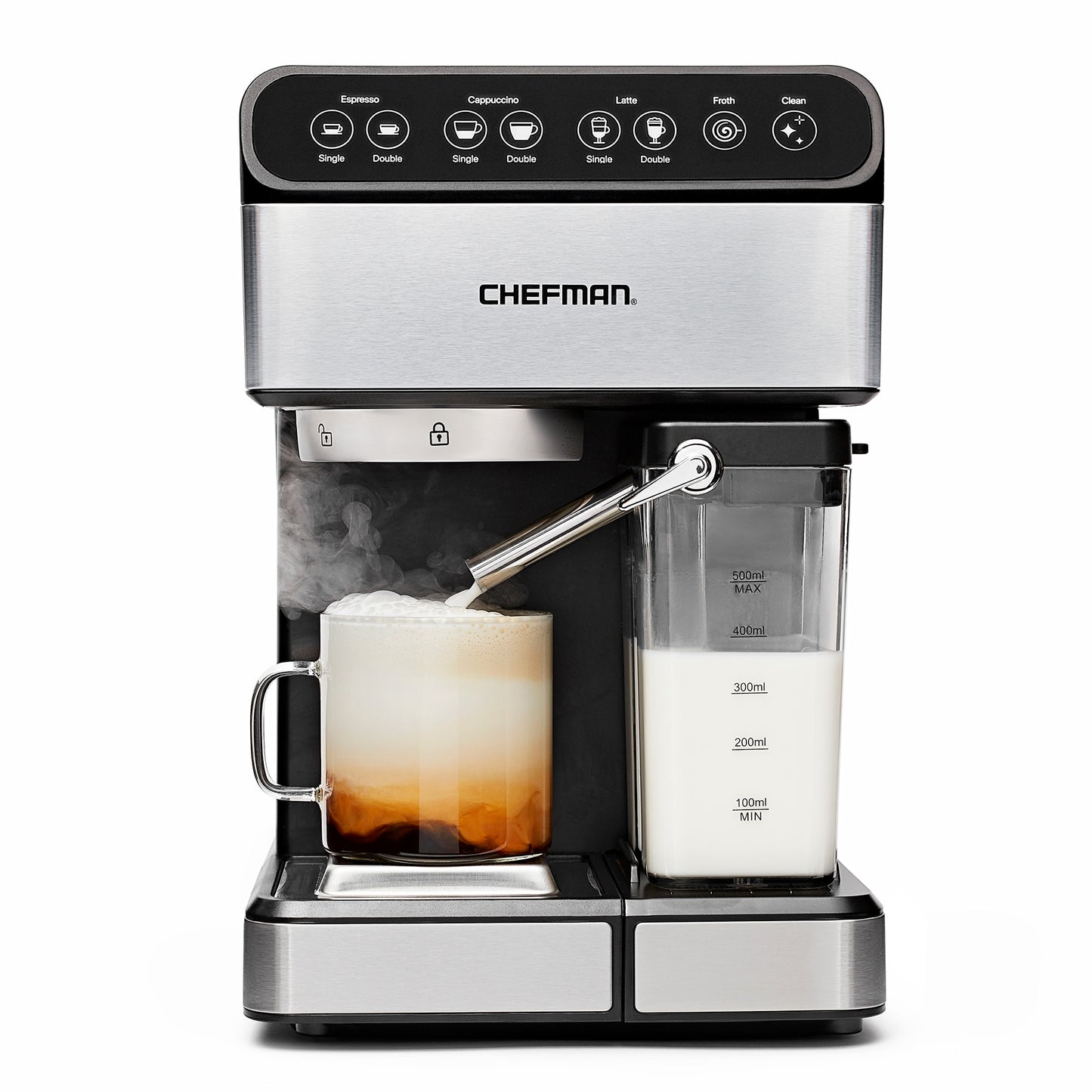Chefman Stainless Steel Semi Automatic Programmable Espresso Machine RJ54