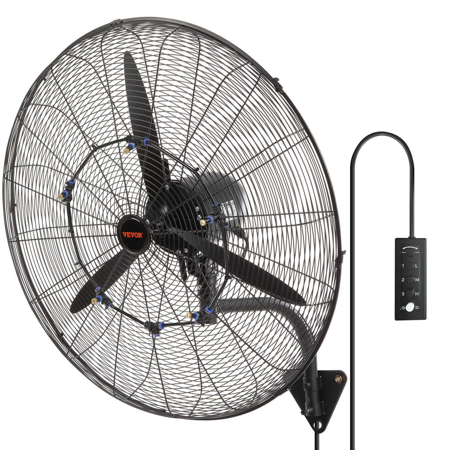 VEVOR Wall Fan 30-in Oscillation Indoor or Outdoor Black Wall Mounted Fan GYBGSFSYCSS30K4KVV1