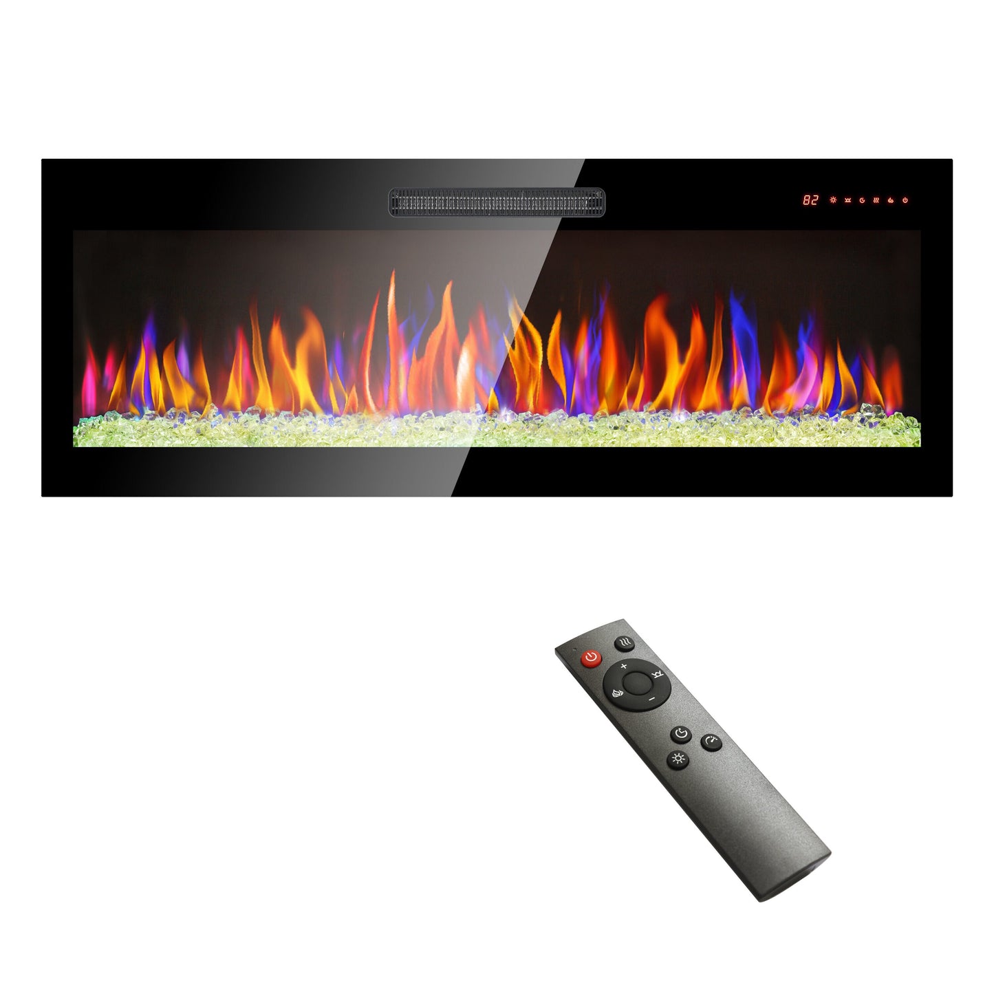 Kahomvis 18.6-in W Antique Black LED Electric Fireplace CEM-QPW1-3305