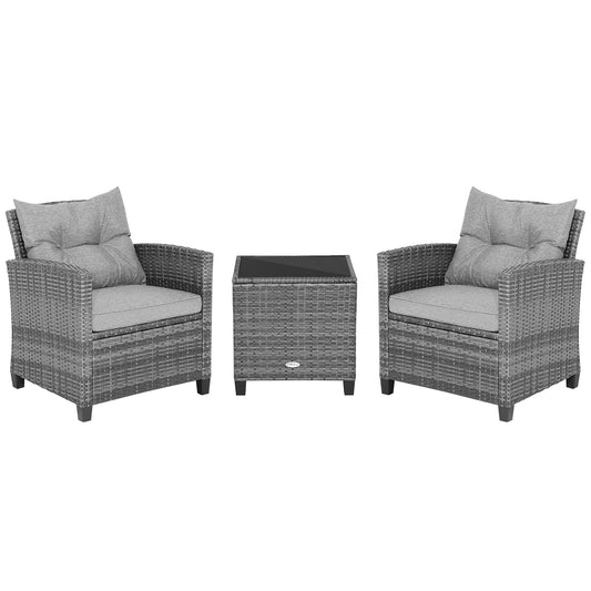 Costway 5 -Piece Rattan Patio Conversation Set with Off-white Cushions